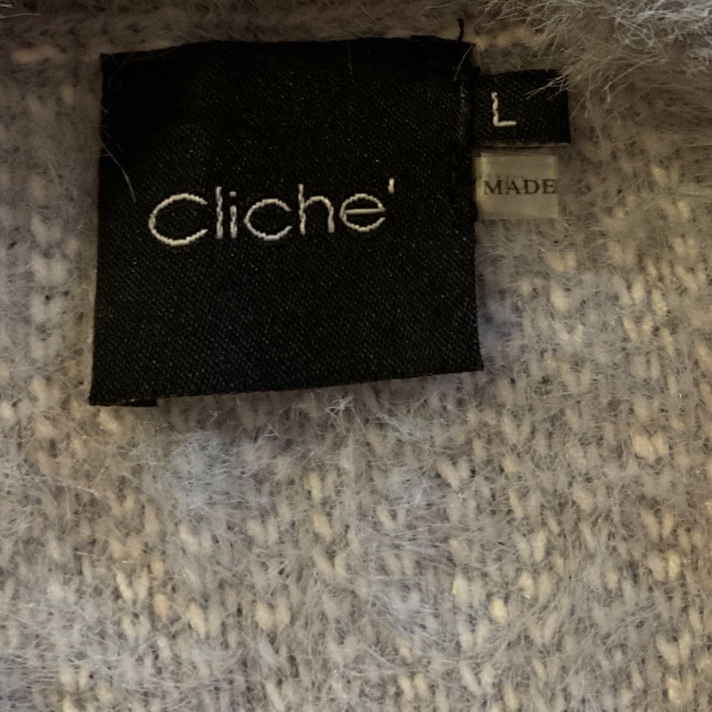 Cliche Fuzzy Star Soft Sweater Grey/White Color Size L - Picture 5 of 7